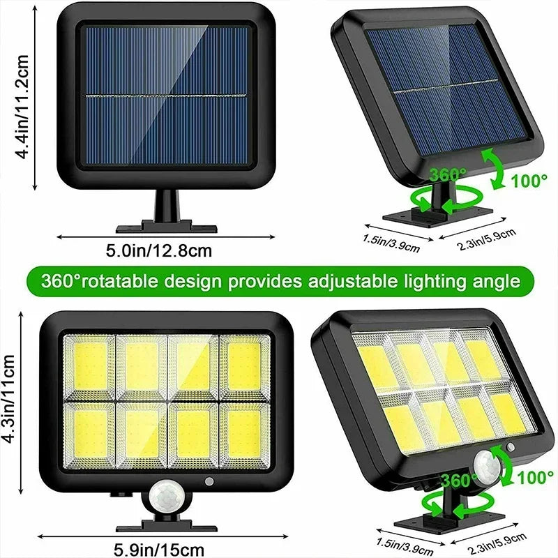 Kabellose LED Solarlampe mit Bewegungssensor. Einfach zu installierende, wetterfeste Außenleuchte für Hof & Garten.