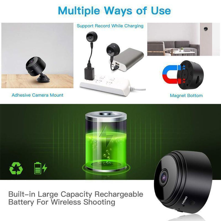 Smarte Magnet Kamera, 1080p HD; drahtlose WLAN Mini Kamera für umfassende Heim- und Fahrzeugsicherheit.