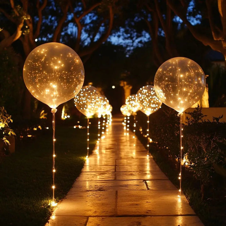 10er LED Ballon Set, warmweiß, batteriebetrieben. Ideal als Stimmungslicht & Party Deko für Feiern.
