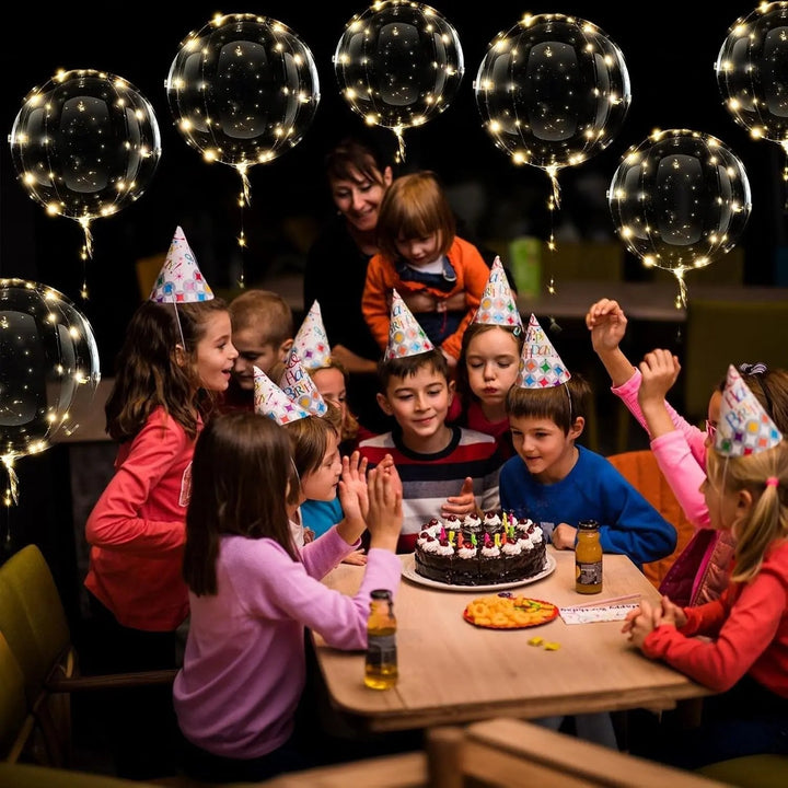 Warmweiße LED Deko Ballons, batteriebetrieben. Perfekt für Gartenparty, Eventdeko, Feier-Ambiente.