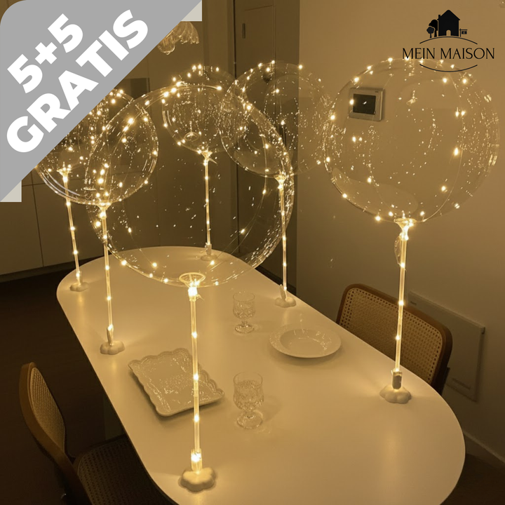 10er-Pack LED-Luftballons mit warmweißem Licht, perfekt für stimmungsvolle Party-Dekoration.