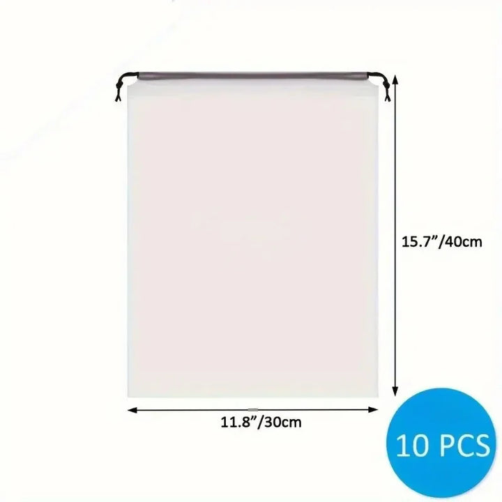 Komplettes 10er-Pack wasserdichter, transparenter Schuhbeutel für reisefreundliche Kofferorganisation und Schuhschutz.