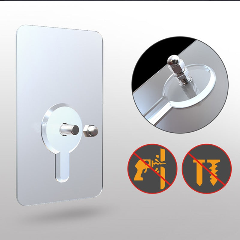 Schwerlast Klebehaken (10 Stück), transparent, an der Wand befestigt. Selbstklebend, ohne Bohren.