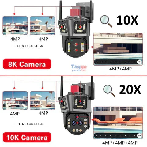 Montierte 10K WLAN-Sicherheitskamera, 20MP mit 20-fachem Zoom, ideal für professionelle Überwachung.