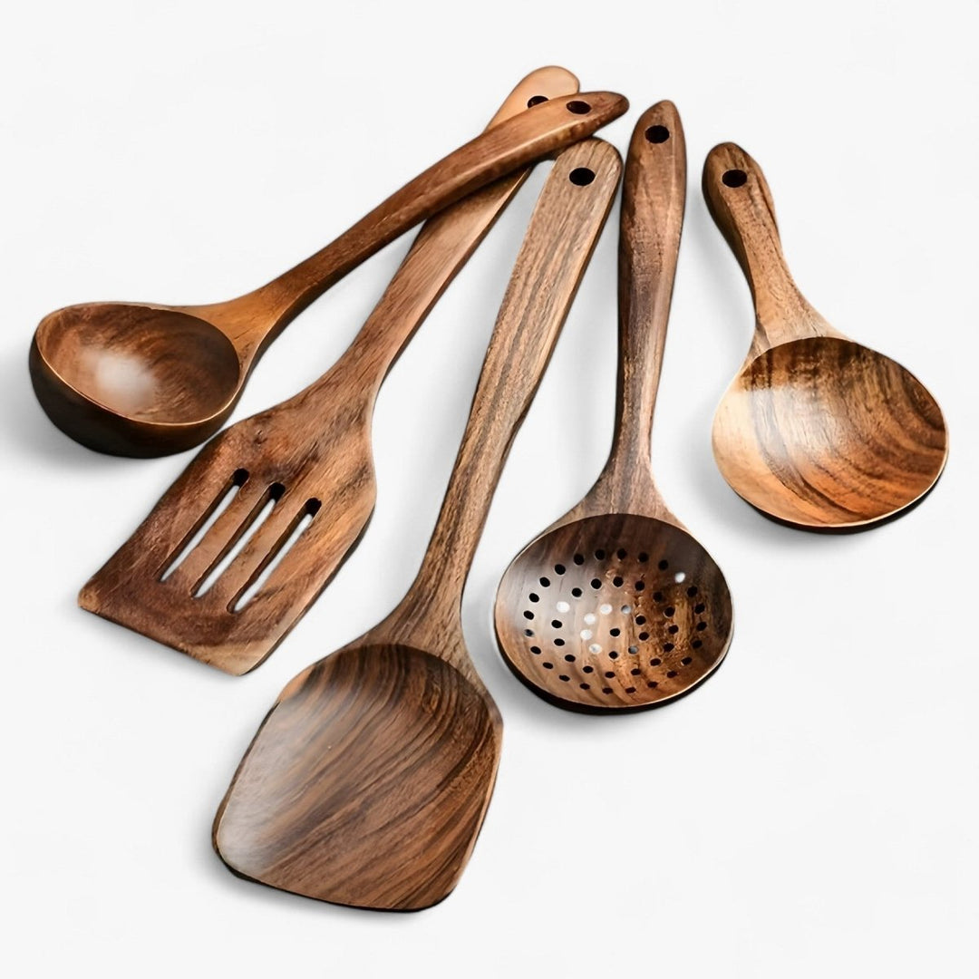Elegantes Holz-Küchenutensilien-Set, 11 Teile, perfekt als Geschenk für Koch- und Backliebhaber, hitzebeständig.