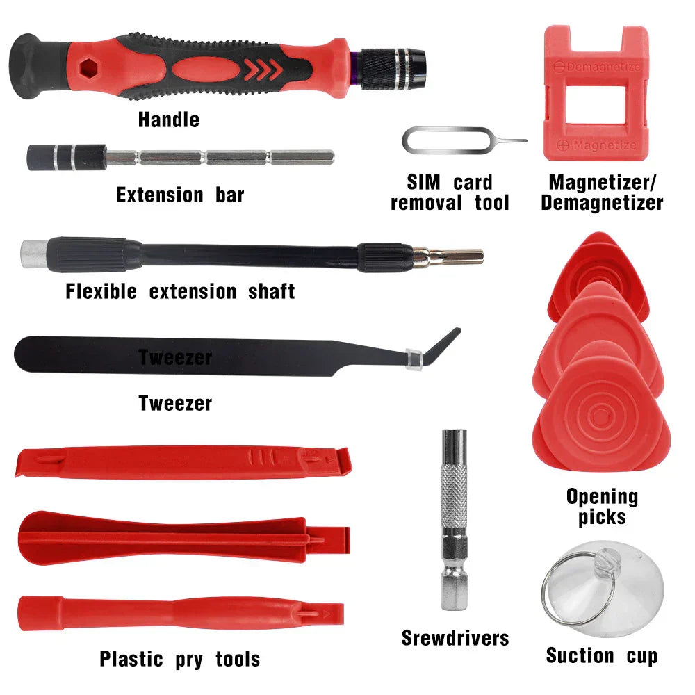 Vielfältige Bits des 115-in-1 Präzisionsschraubendrehersatzes für Handy- & Laptopreparatur.