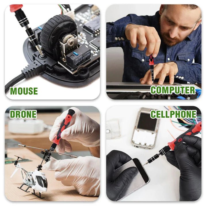 Magnetische Aufbewahrungsmatte und Schraubendreher für sichere Fixierung kleiner Elektronikteile.