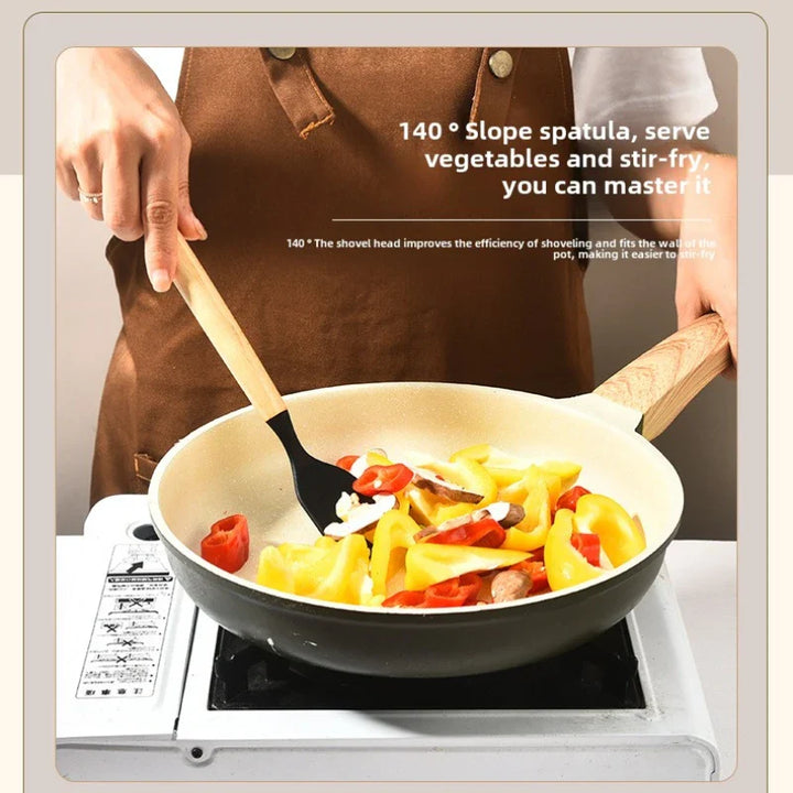 Schneebesen aus Silikon mit Holzgriff, ideal zum Rühren und Backen, schützt Ihr Kochgeschirr.