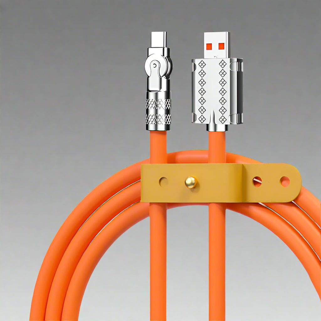 Hochwertiges 120W Schnellladekabel mit 180° Drehfunktion. Ideal für Type-C & iPhone Schnellladung.