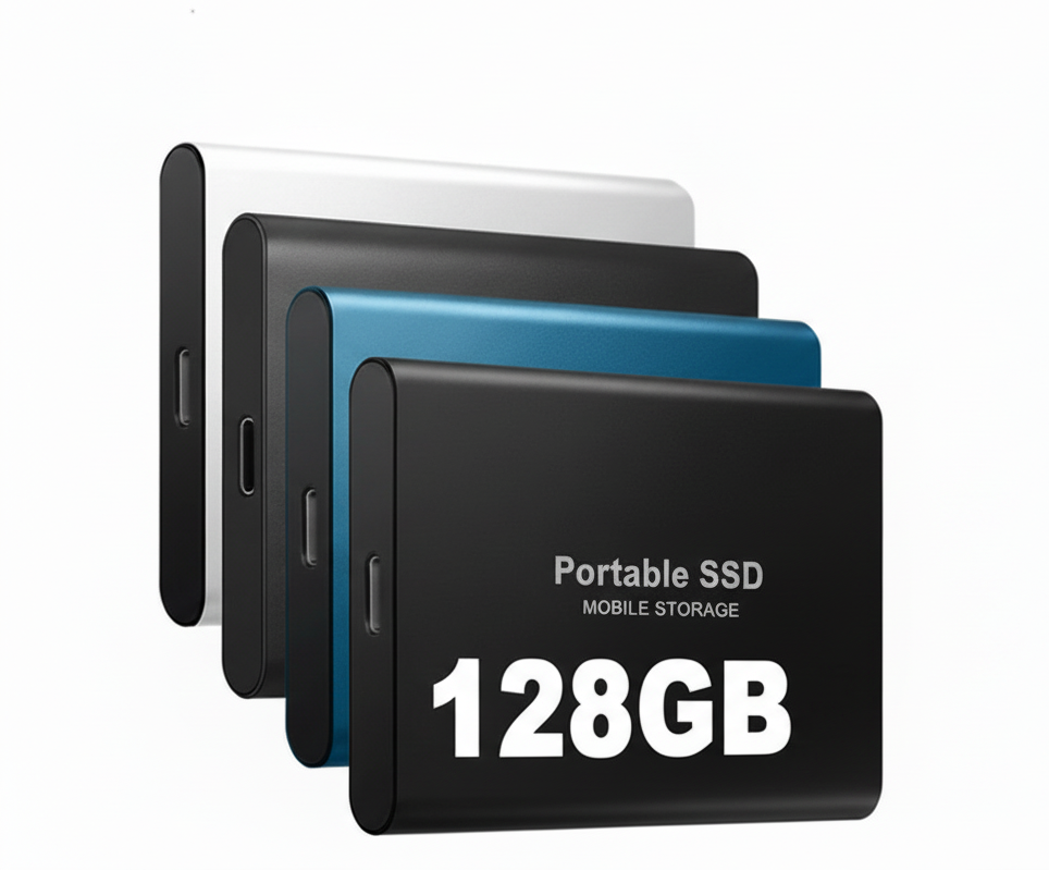 Schnelle 128GB externe SSD mit USB-C für blitzschnellen Datentransfer. Ideal für große Dateien auf PC/Mac.