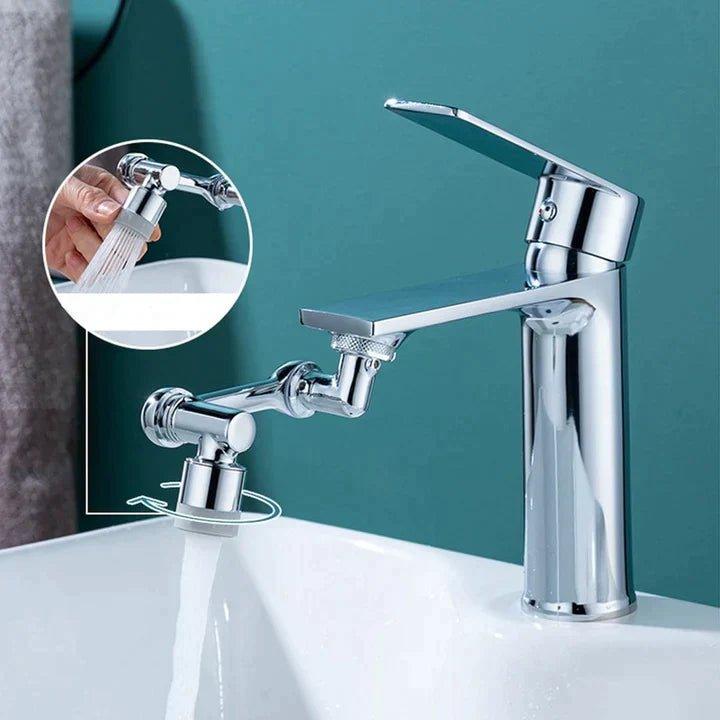 Universal Wasserhahn-Aufsatz für Bad & Küche, 1440° drehbarer Armatur-Sprühkopf aus Edelstahl, einfache Montage.