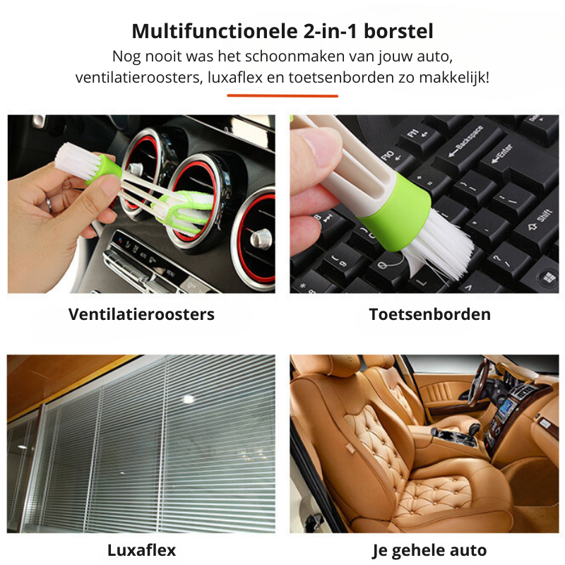 Vielseitige 2-in-1 Autoreinigungsbürste: Fensterreiniger & Detailbürste für makellose Fahrzeuginnenräume.