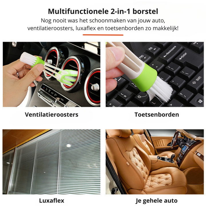 Vielseitige 2-in-1 Autoreinigungsbürste: Fensterreiniger & Detailbürste für makellose Fahrzeuginnenräume.