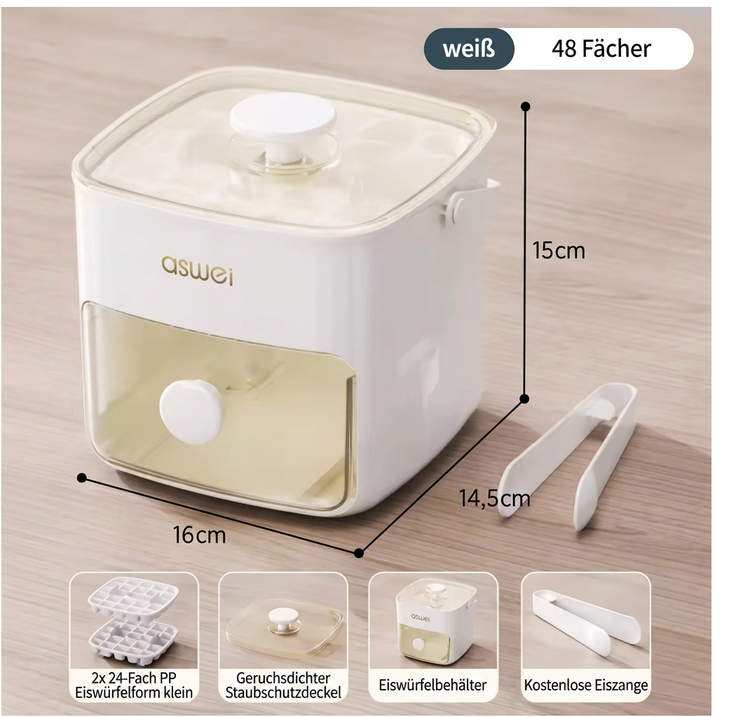 Effizienter 2in1 Eiswürfel-Maker mit Aufbewahrungsbehälter, perfekt für die Küche & Ihre Sommer-Getränke.