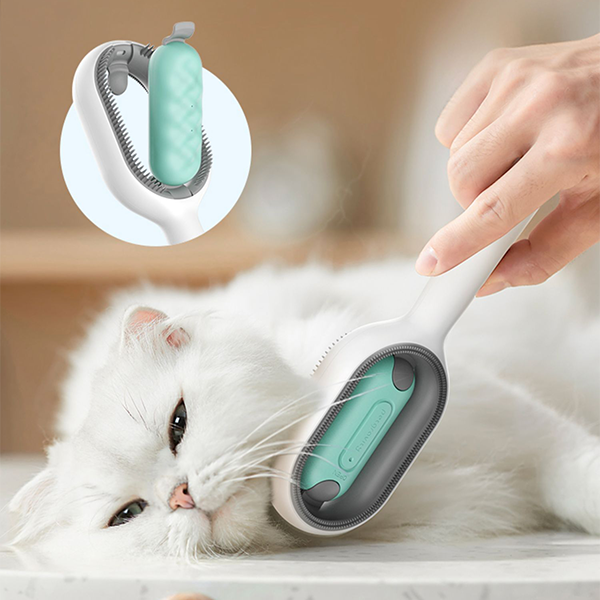 2-in-1 Haustierpflegekamm für glänzendes Fell von Hunden und Katzen, sanfte Entfilzung und Fellpflege.