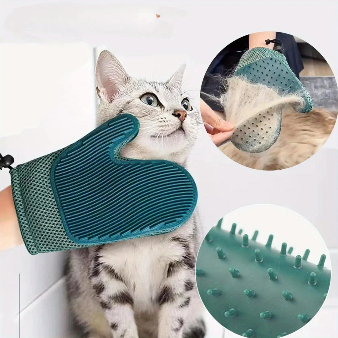 2-in-1 Katzen Fellpflege-Handschuh, sanft für entspannte Haarentfernung & Massage.