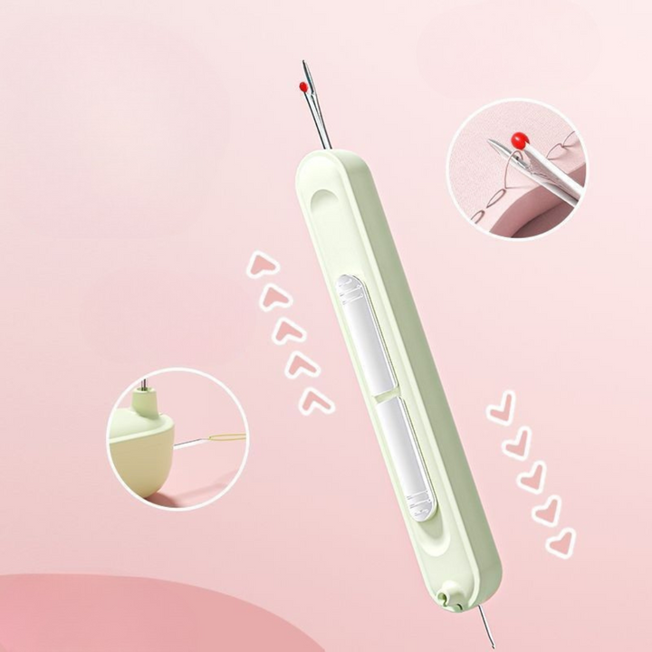Weiße 2-in-1 Einfädelhilfe mit feiner Drahtschlaufe, ideal für feine Nadeln & schnelles Faden einfädeln.