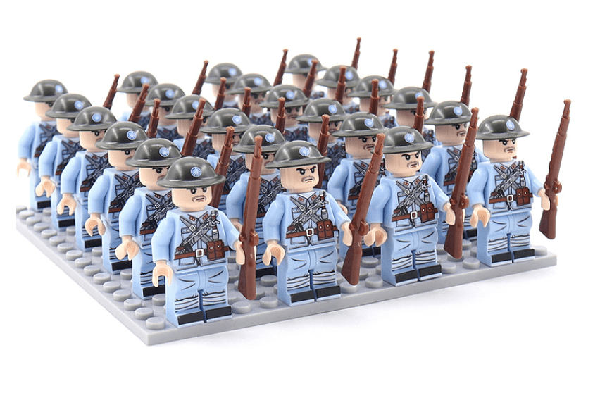 Originalverpacktes 21-teiliges Figuren-Bausteinset, perfektes Geschenk für Kinder und Sammler historischer Modelle.
