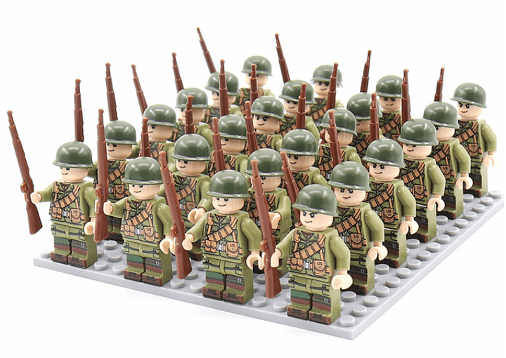 Pädagogisches Baustein-Figurenset mit 21 Teilen, ideal zum Lernen von Geschichte und zum kreativen Bauen.