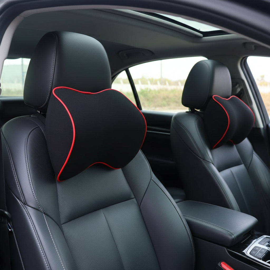 2er-Set Memory Schaum Nackenkissen für Auto, ergonomisch, bietet optimalen Komfort auf langen Autofahrten.