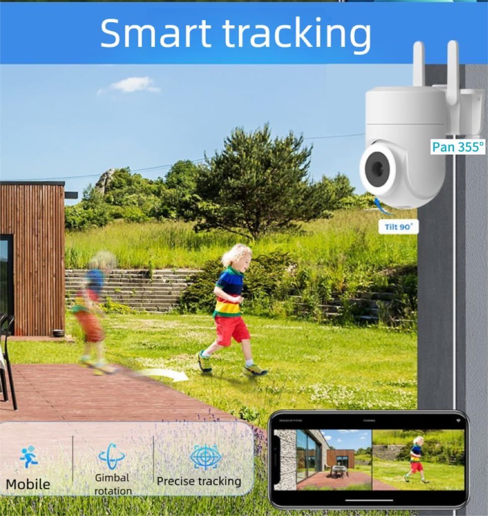 Hochauflösende 2K Sicherheitskamera, wasserdicht für Outdoor & Indoor, bietet 355° Rundumblick bei Tag und Nacht.