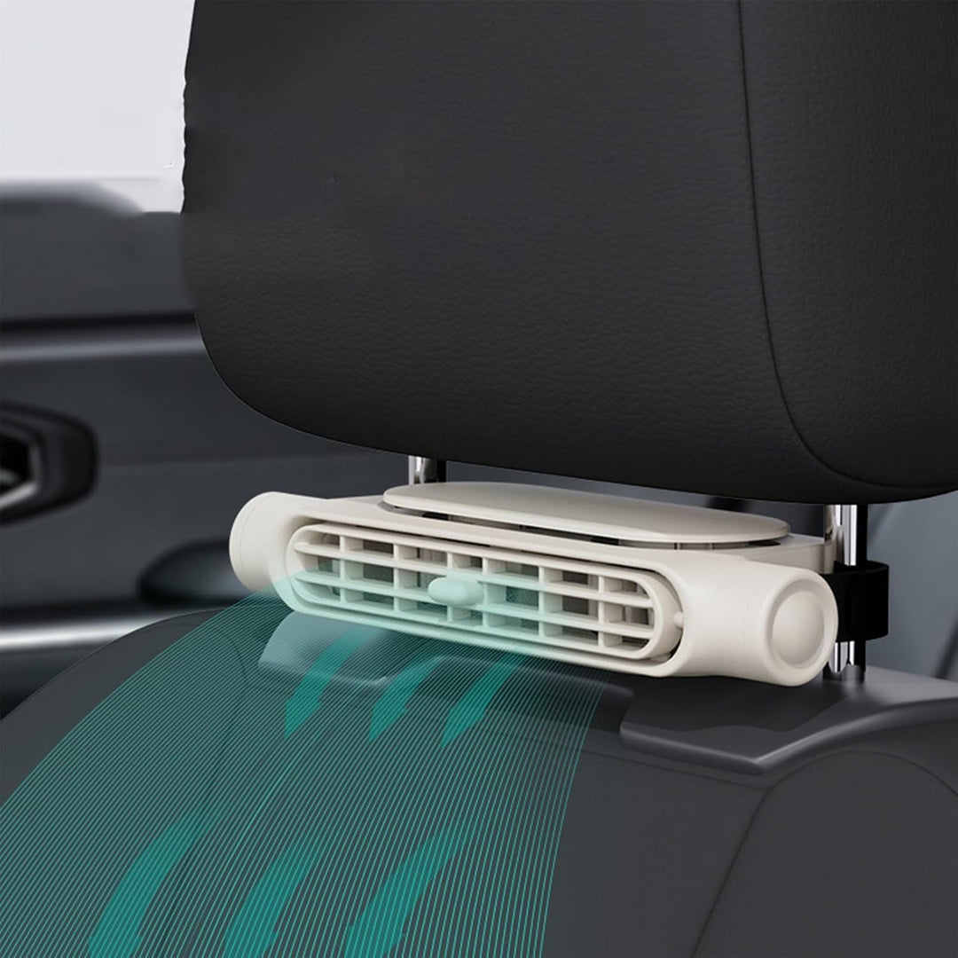 3-Gang USB Auto Kühlventilator AutoBreeze mit Kopfstützenhalter für angenehme Reisen im Sommer.