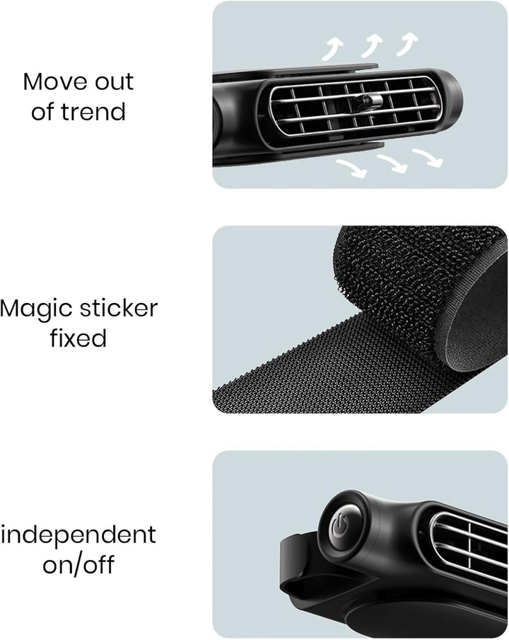 Praktischer 3-Gang USB Auto-Kühlventilator als Doppelpack. Perfektes Autozubehör für Sommerreisen und Komfort.