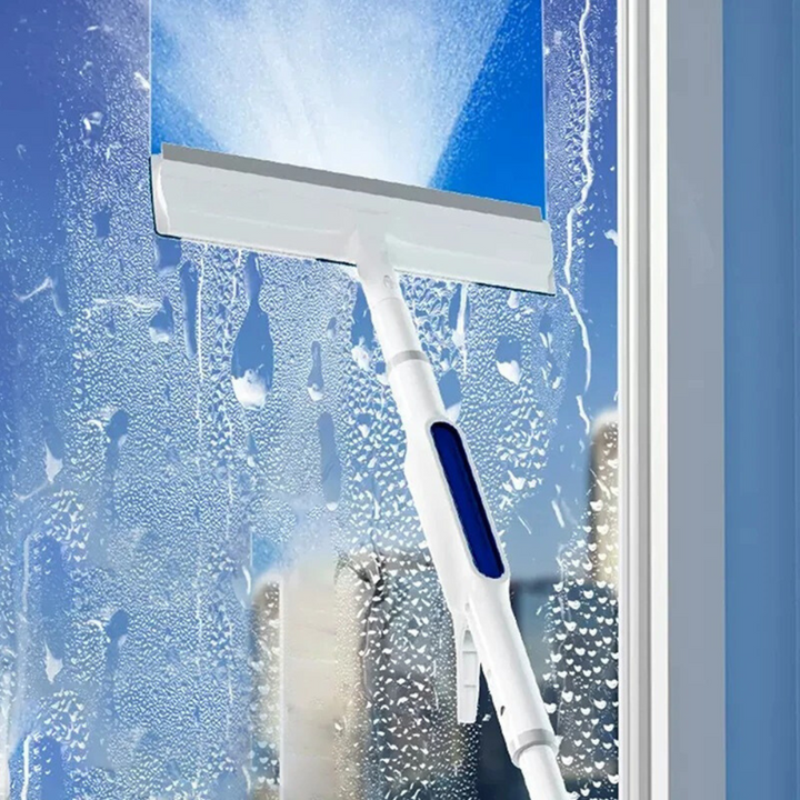 3-in-1 Fensterwischer mit Teleskopstange für effizientes, streifenfreies Fensterputzen und Glasreinigung.