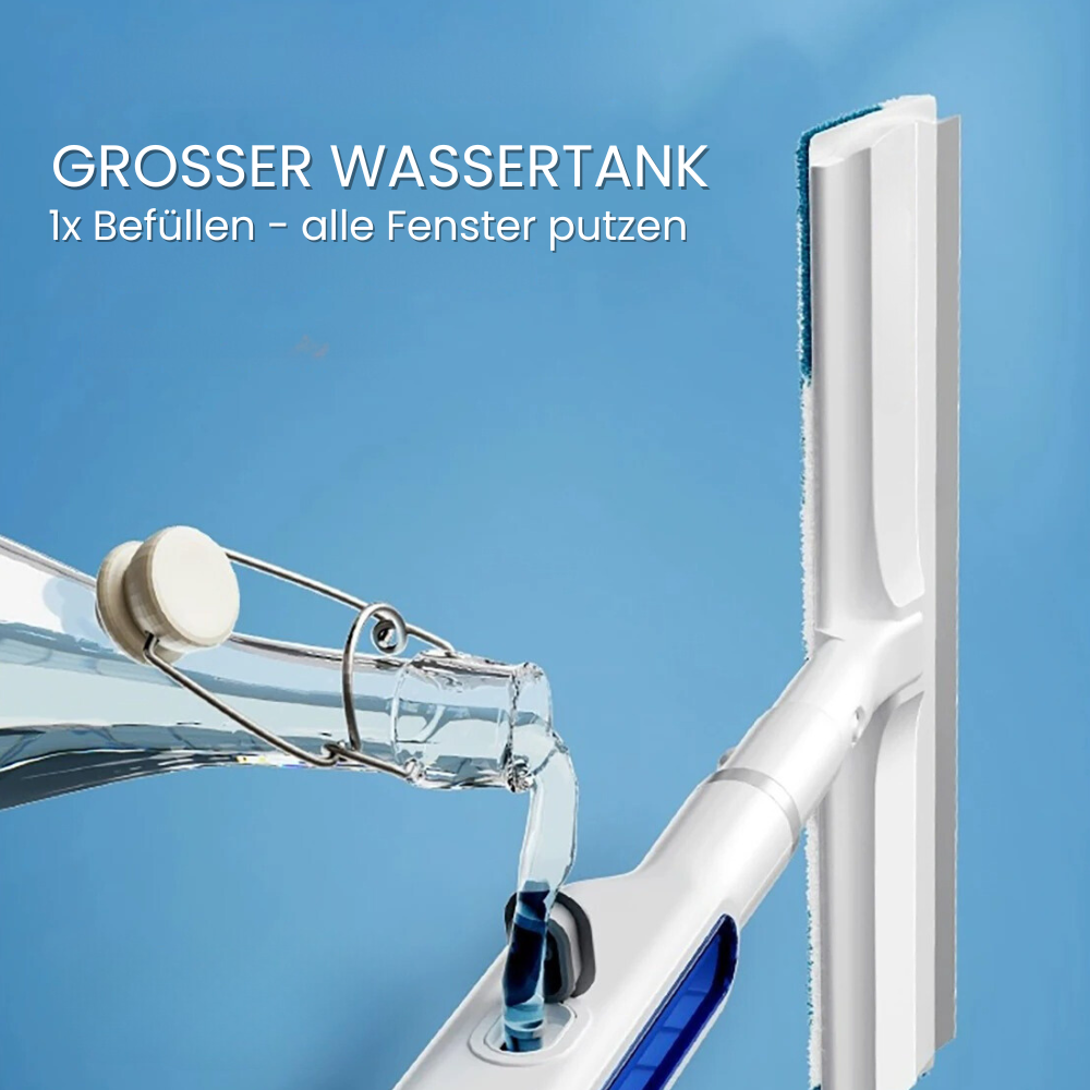 Der Glanzmeister: Umweltfreundlicher 3in1 Fensterwischer mit Teleskopstange für perfekte, streifenfreie Fenster.