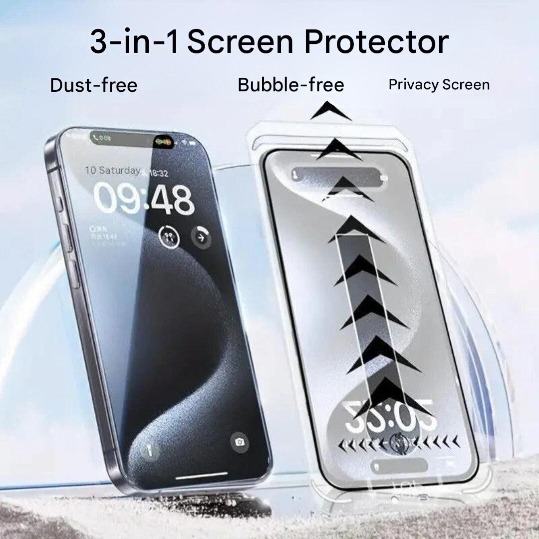 Apple iPhone Zubehör: 3-in-1 Displayschutz mit Privatsphäre-Filter, robust und klar.