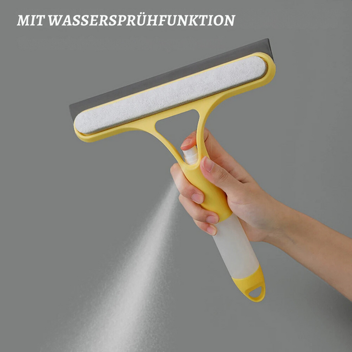Person nutzt den 3-in-1 Fensterreiniger mit Abziehfunktion für streifenfreien Glanz am Fenster.