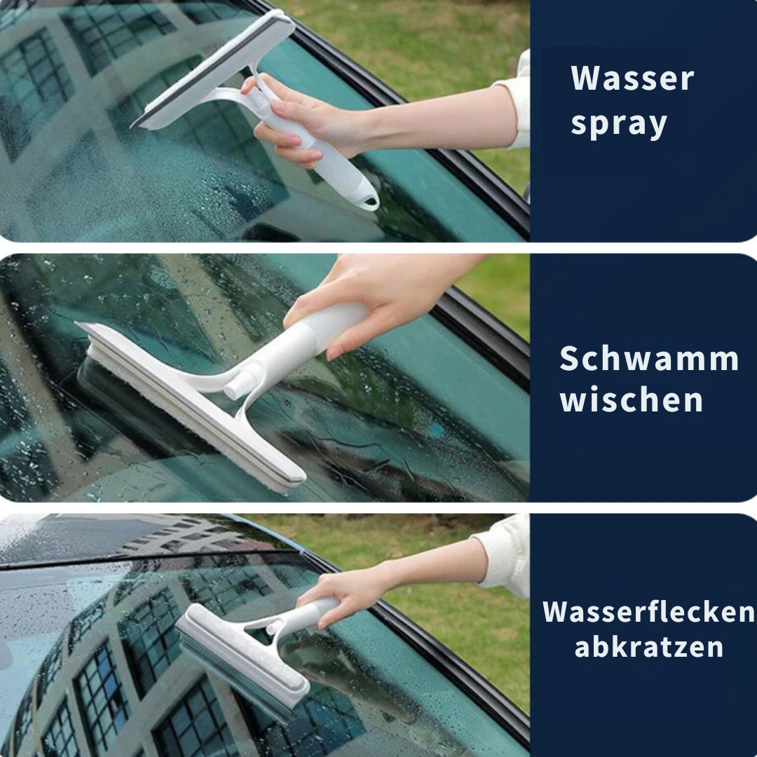 Der Glasreiniger mit integrierter Sprühfunktion sorgt für einfache Anwendung und streifenfreies Putzen.