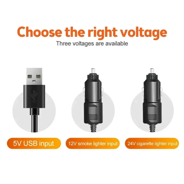 Leistungsstarker 3-Kopf Autolüfter, 360° verstellbar, für USB, 12V und 24V Fahrzeugkühlung. Perfektes Auto Zubehör.