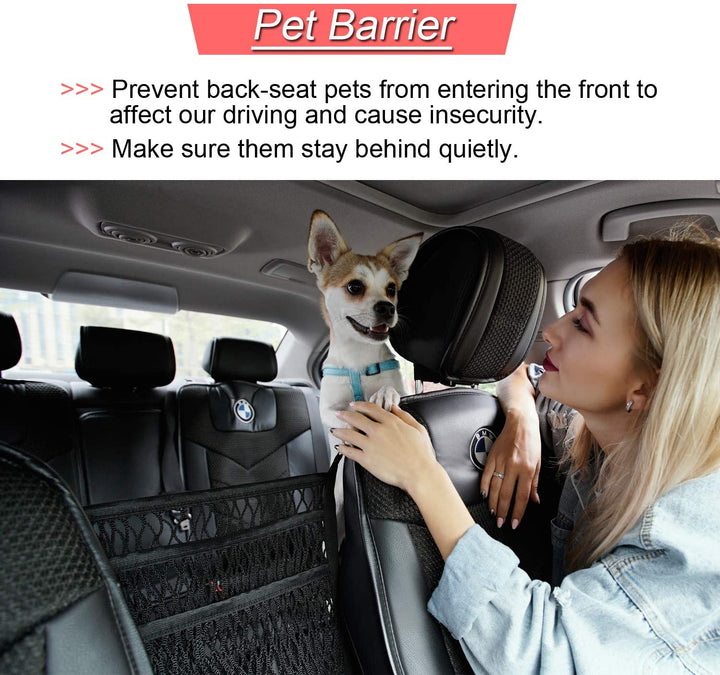 Flexibler Auto Netz Organizer, einfache Installation zwischen den Sitzen, passt in die meisten Fahrzeuge.