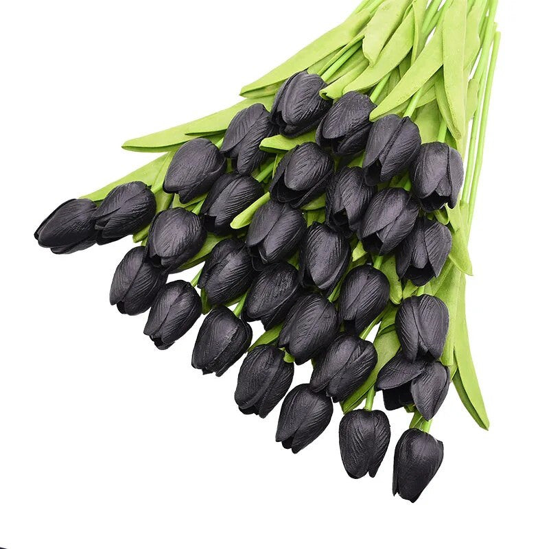 31 künstliche Tulpen, farbenfrohe Kunstblumen für pflegeleichte Heimdekoration.