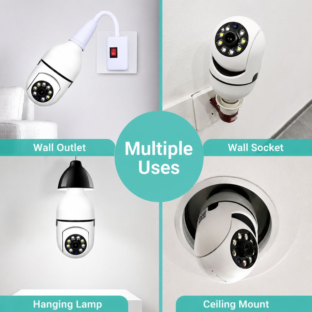 Moderne 360-Grad Überwachungskamera mit Full HD Auflösung, WLAN und Infrarot-Nachtsicht.