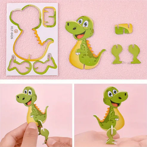 Nahaufnahme: Detailliertes 3D Schaumstoff-Puzzle (Dinosaurier). Bunte, sichere Teile für Kinder.