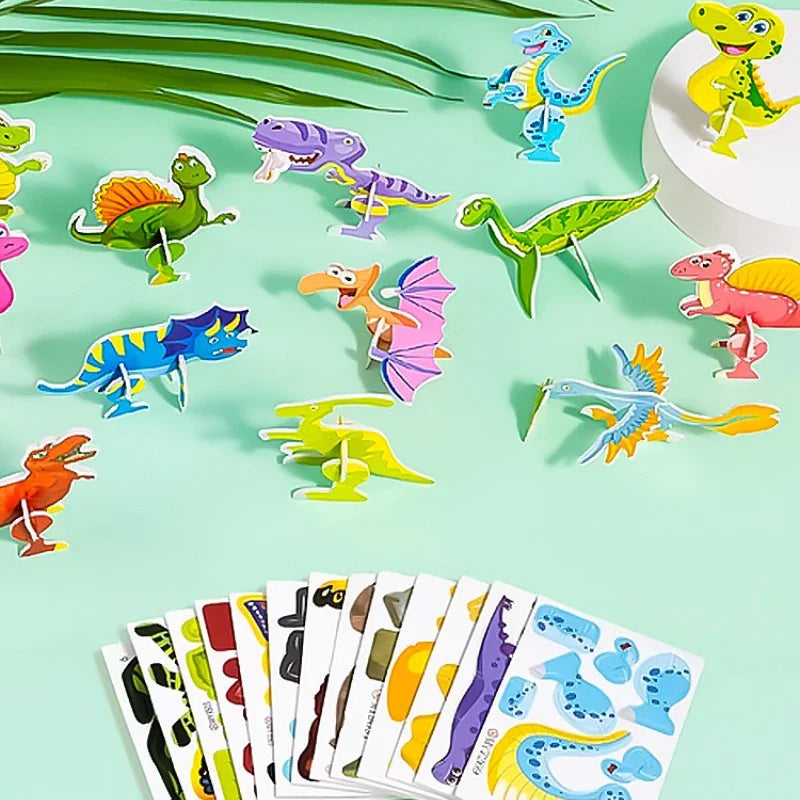 Vielfältiges 3D Lernpuzzle Set für Kinder. Fördert räumliches Denken & Kreativität mit Dinos.