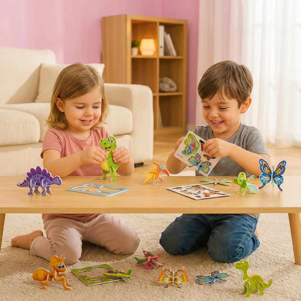 3D Schaumstoff-Puzzle-Set für Kinder: Dinos, Tiere, Flugzeuge, Insekten. Kreatives Lernspielzeug.