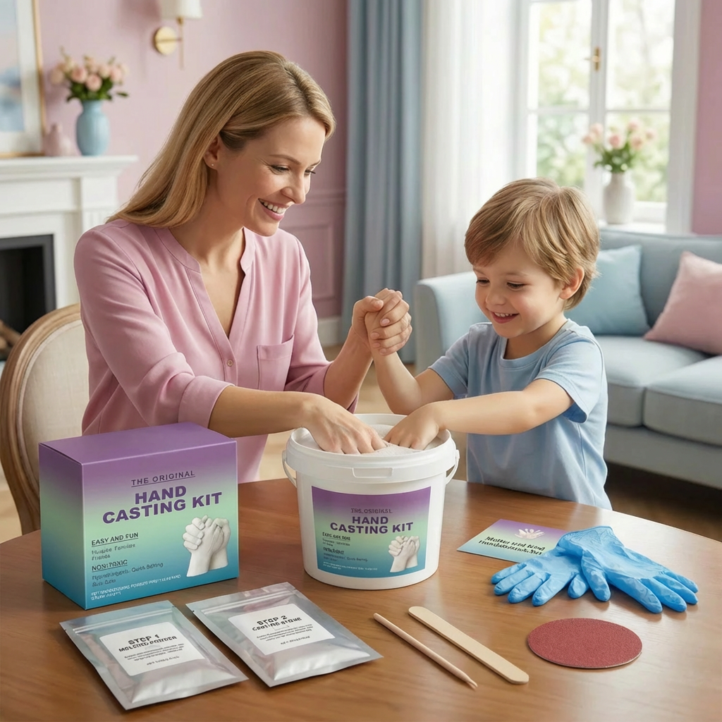 3D Gipsabdruck-Set für Familien & Paare. DIY Handabdruck-Erinnerung für Eltern, Kinder. Kreatives Geschenk.