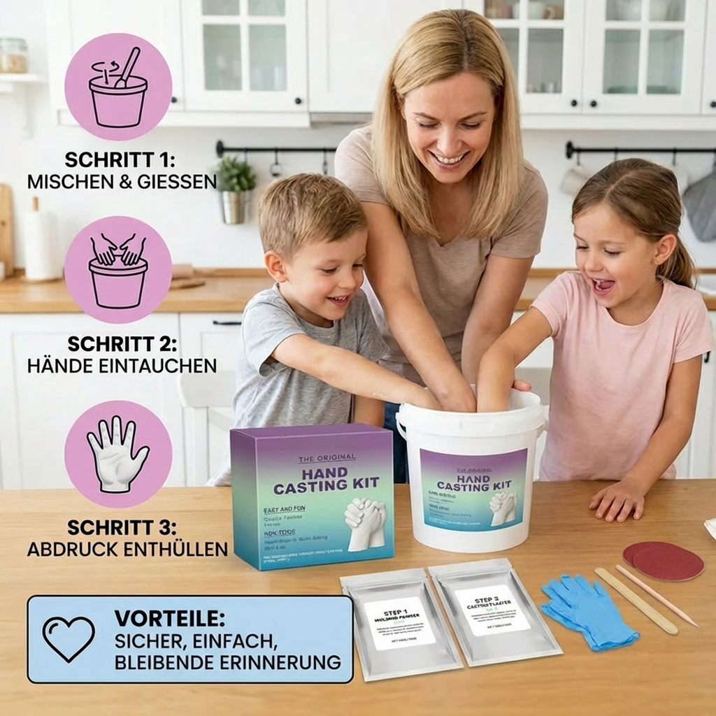 Gipsabdruck-Set für Paare: Liebevolle 3D Handabdruck-Erinnerung selber machen. Romantisches DIY Geschenk.