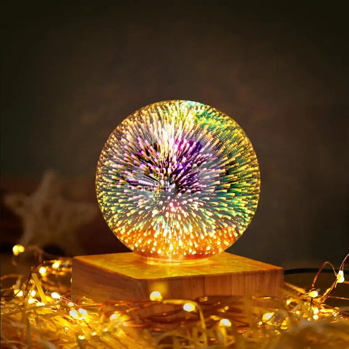3D Kristallkugel Tischlampe mit faszinierendem LED-Feuerwerkseffekt. Perfekt für Wohnzimmer & Schlafzimmer.