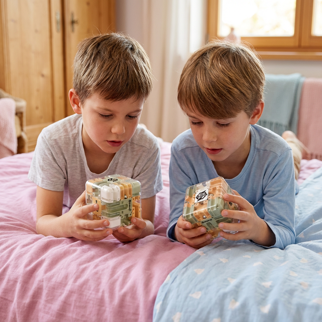 3D Labyrinth Würfel als Geduldsspiel für Kinder & Erwachsene, fördert Logik & Geschicklichkeit. Perfektes Denkspiel.