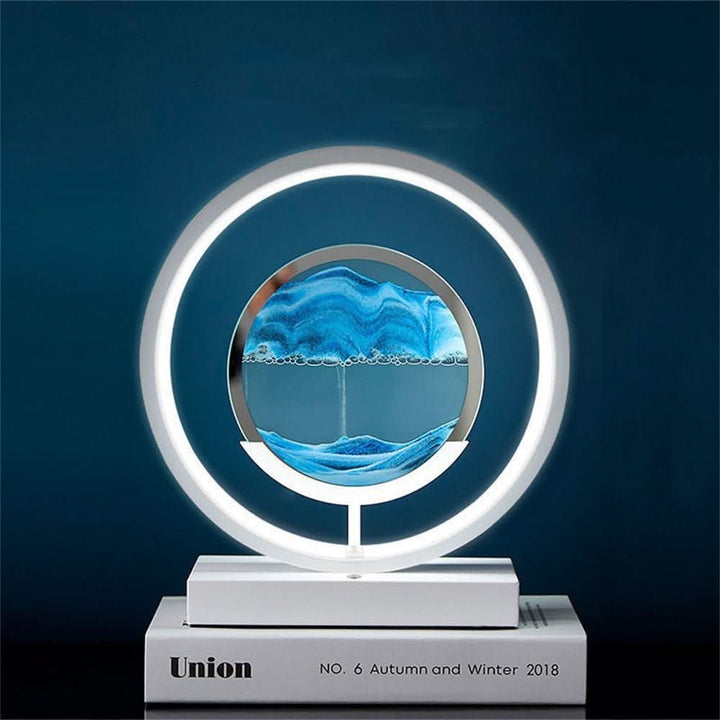 Dynamische 3D Sandkunst LED Lampe, ideal für entspannendes Wohnzimmer- oder Schlafzimmerambiente.