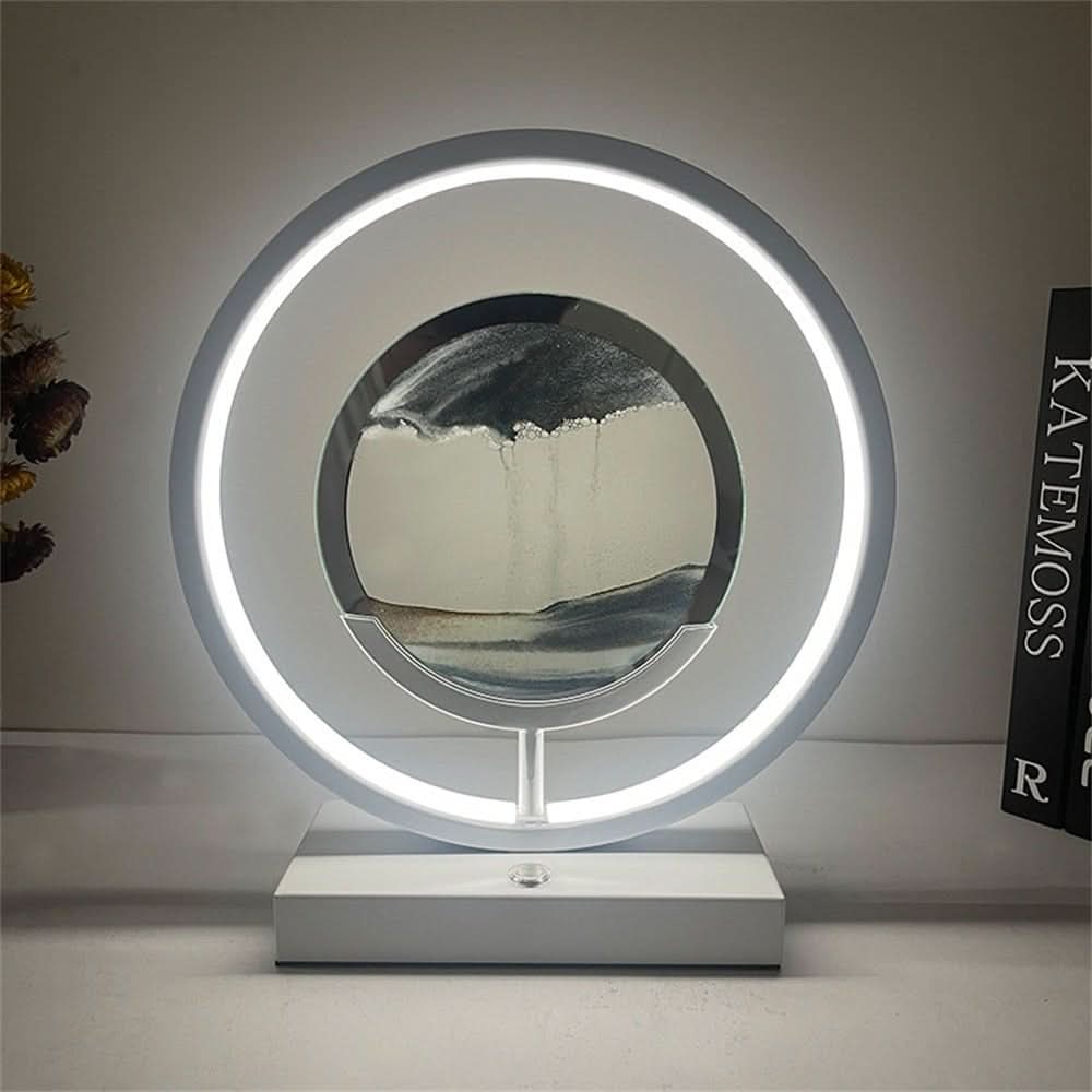 Entspannende 3D Sandkunst LED Tischlampe, USB-Deko Lampe für modernes Wohnzimmer-Ambiente & Inneneinrichtung.