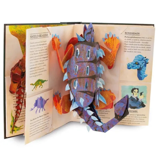 Großer 3D T-Rex Pop-Up aus interaktivem Dinosaurier-Buch. Spannendes Lernbuch Urzeit für Kinder.