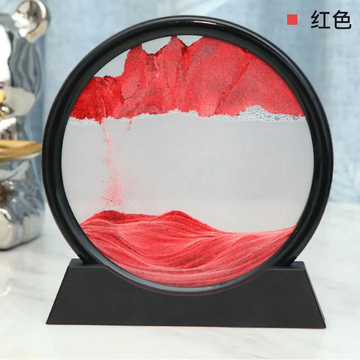 Elegantes Sandbild Aurelia Flow mit fließendem Sand. Ein einzigartiges Glas-Kunstwerk für jede moderne Einrichtung.