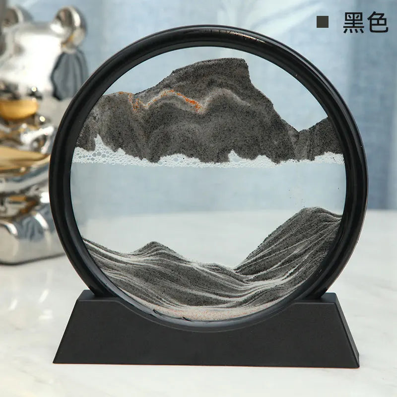 Aurelia Flow 3D Sandbild: Bewegte Sandkunst im Glasrahmen als modernes Wohnaccessoire & entspannende Geschenkidee.