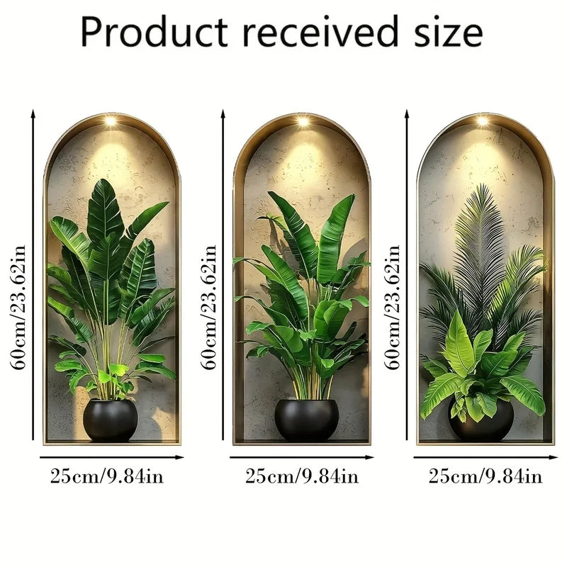 Elegante 3D Pflanzen-Wandsticker im Aquarell-Stil, ideal als moderne Natur-Deko für Wände in Wohn- und Schlafzimmern.