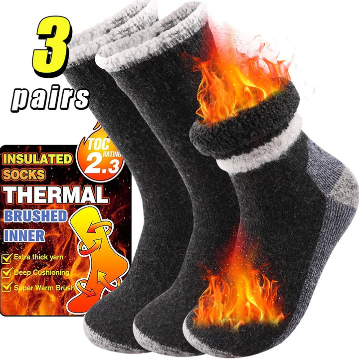 3er Pack Herren Thermosocken, mittel-lang, für warme Füße im Winter & Outdoorsport.